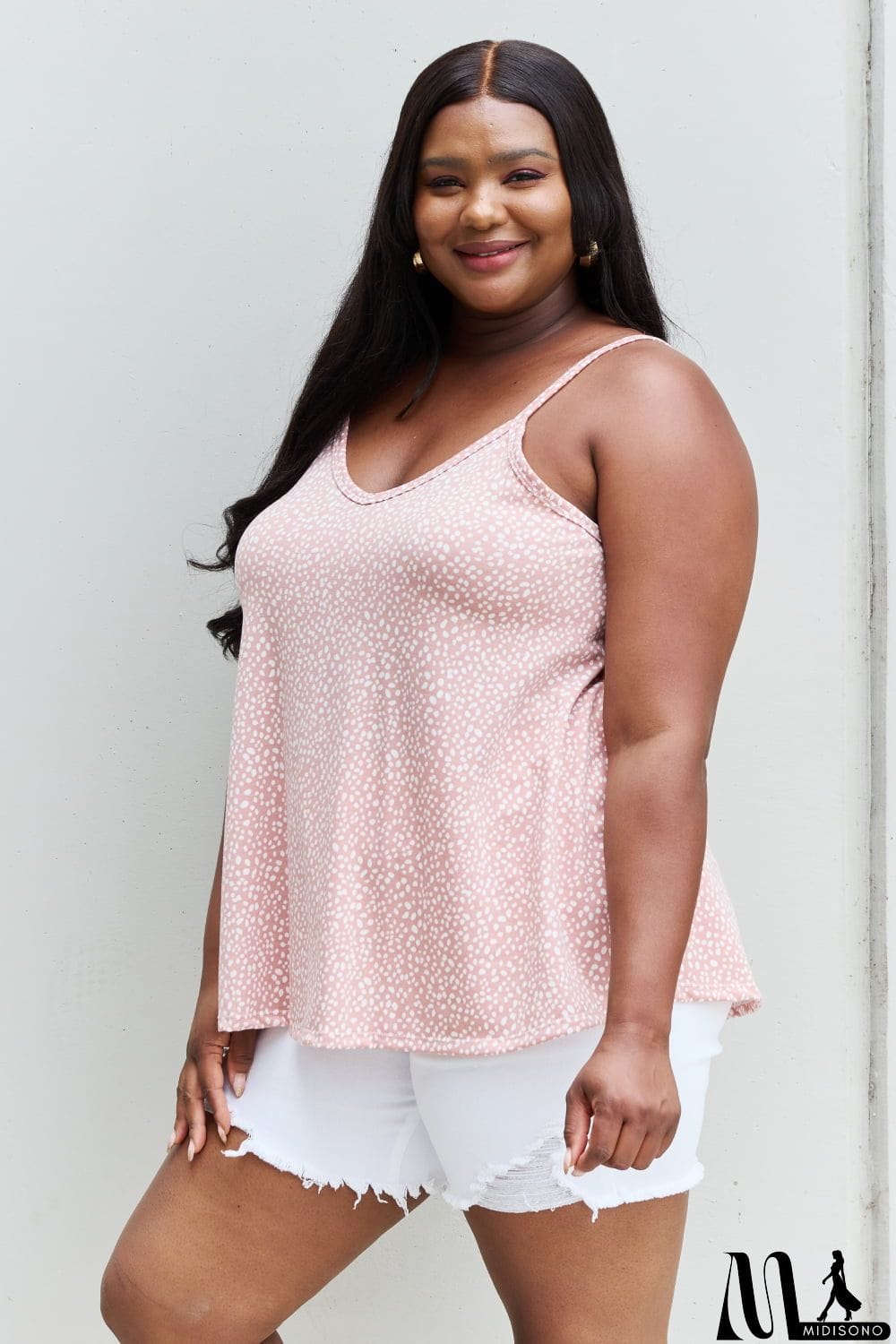 MidiSono - HOPELY High Love Spaghetting Strap V-Neck Top