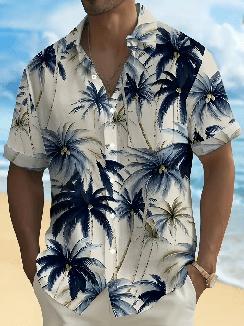 Men's Striped Casual Short Sleeve Shirt 