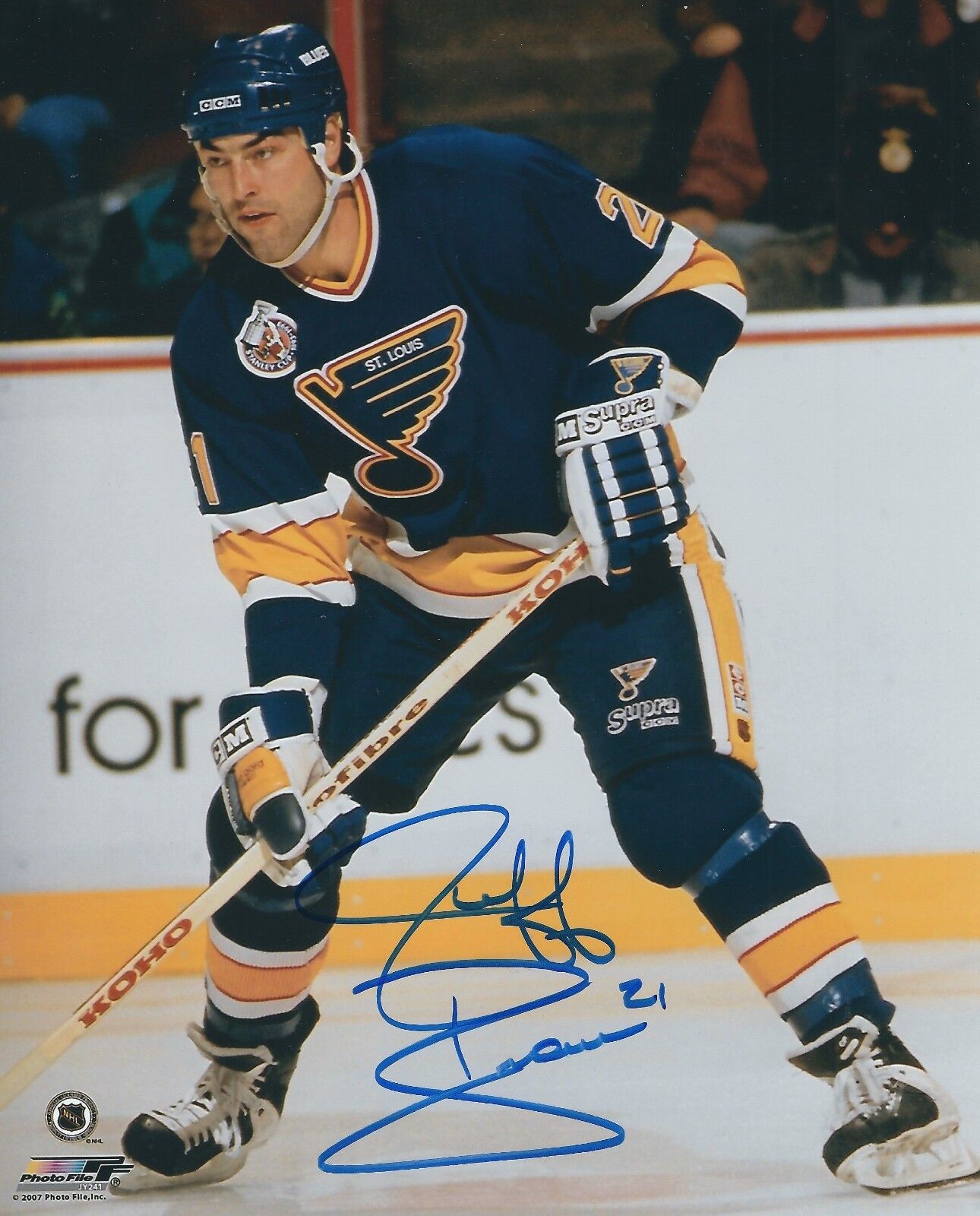 Signed 8x10 JEFF BROWN St. Louis Blues Autographed Photo Poster painting - w/ COA