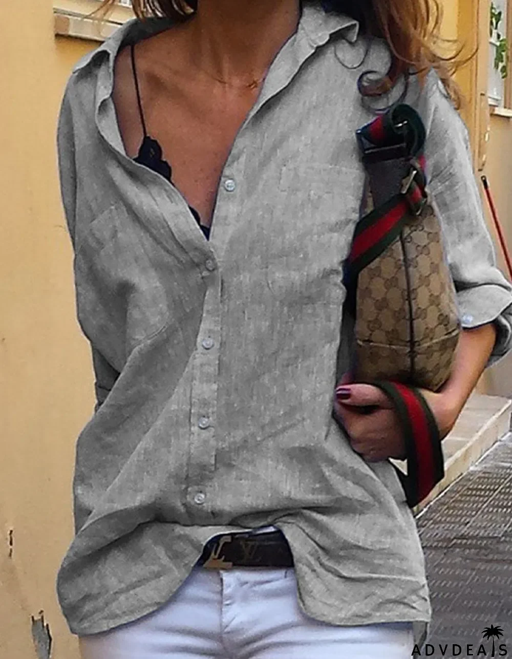 Women's Casual Solid Long Sleeved Shirt