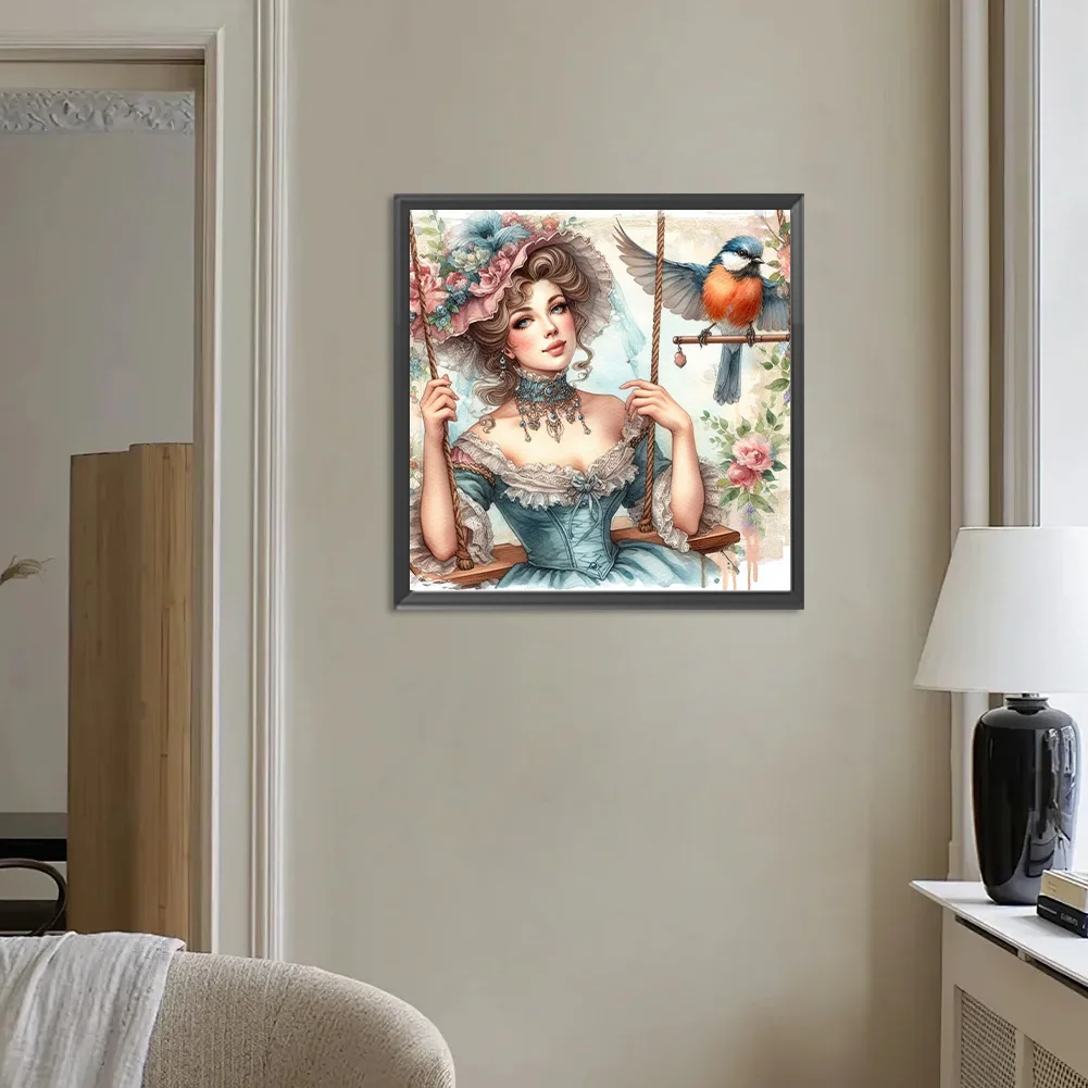 Diamond Painting - Full Round Drill - Swing Lady(Canvas|30*30cm)