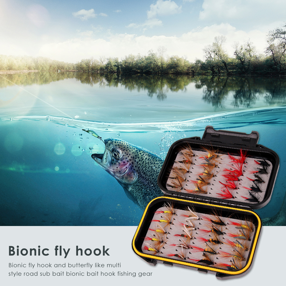 

Bionic Insects Flies Fly Fishing Lure Jig Hook Set False Bait with Box, 100pcs, 501 Original