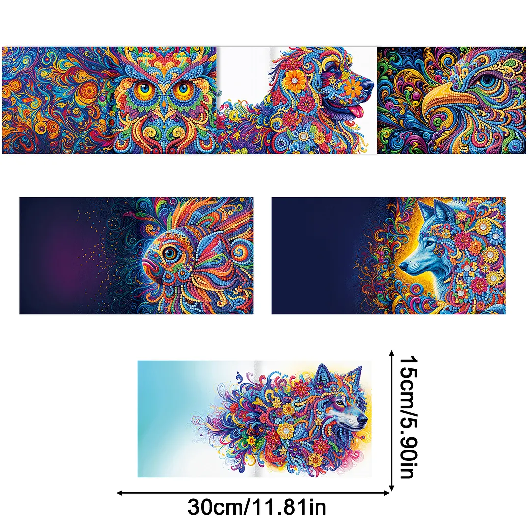 6pcs Mandala Flowers and Animals DIY Diamond Painting Greeting Card Kits with Envelopes Diamond Art Greeting Cards Diamond Art Cards Kits for Adults DIY Crafts Family Friend Gifts