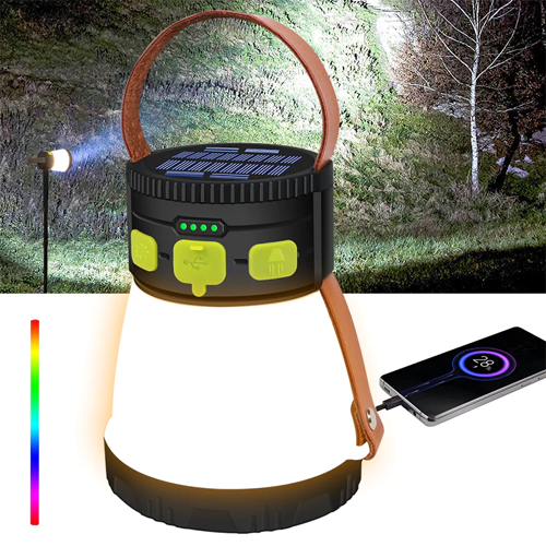 Solar Camping Lantern Handheld Spotlight 1500 Lumens Lantern Flashlight