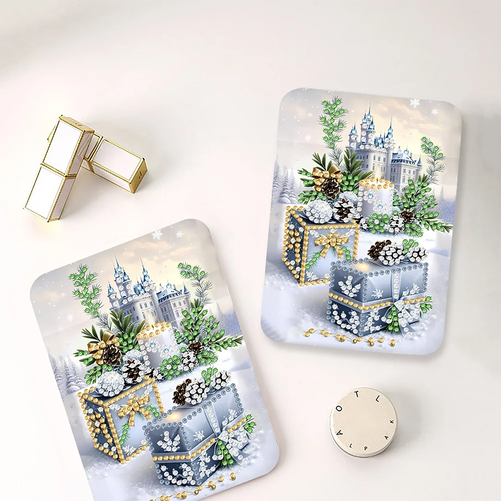 DIY Diamond Art Shiny Crystal Mirror Lightweight Standing Makeup Mirror (Castle)