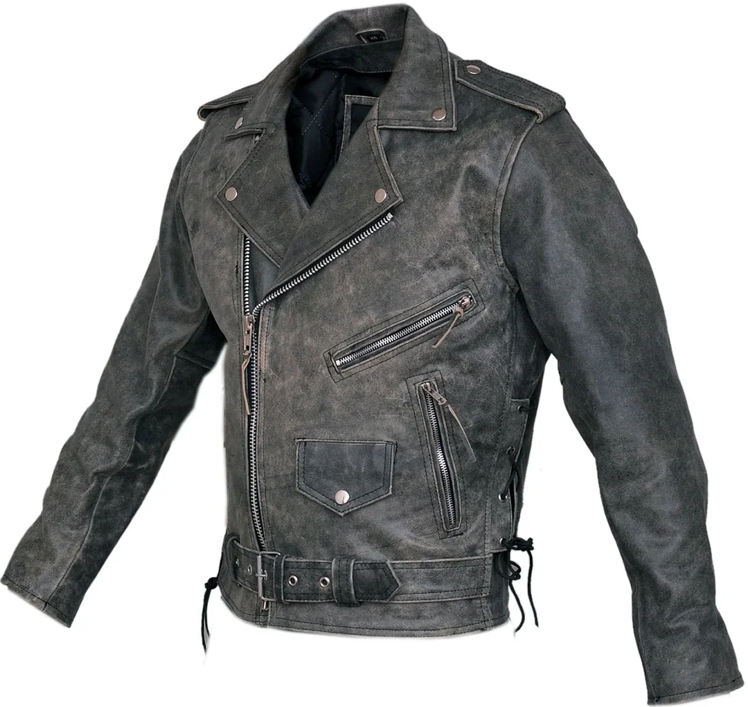 Marlon Brando Mens Stonewash Distressed Vintage Leather Jacket