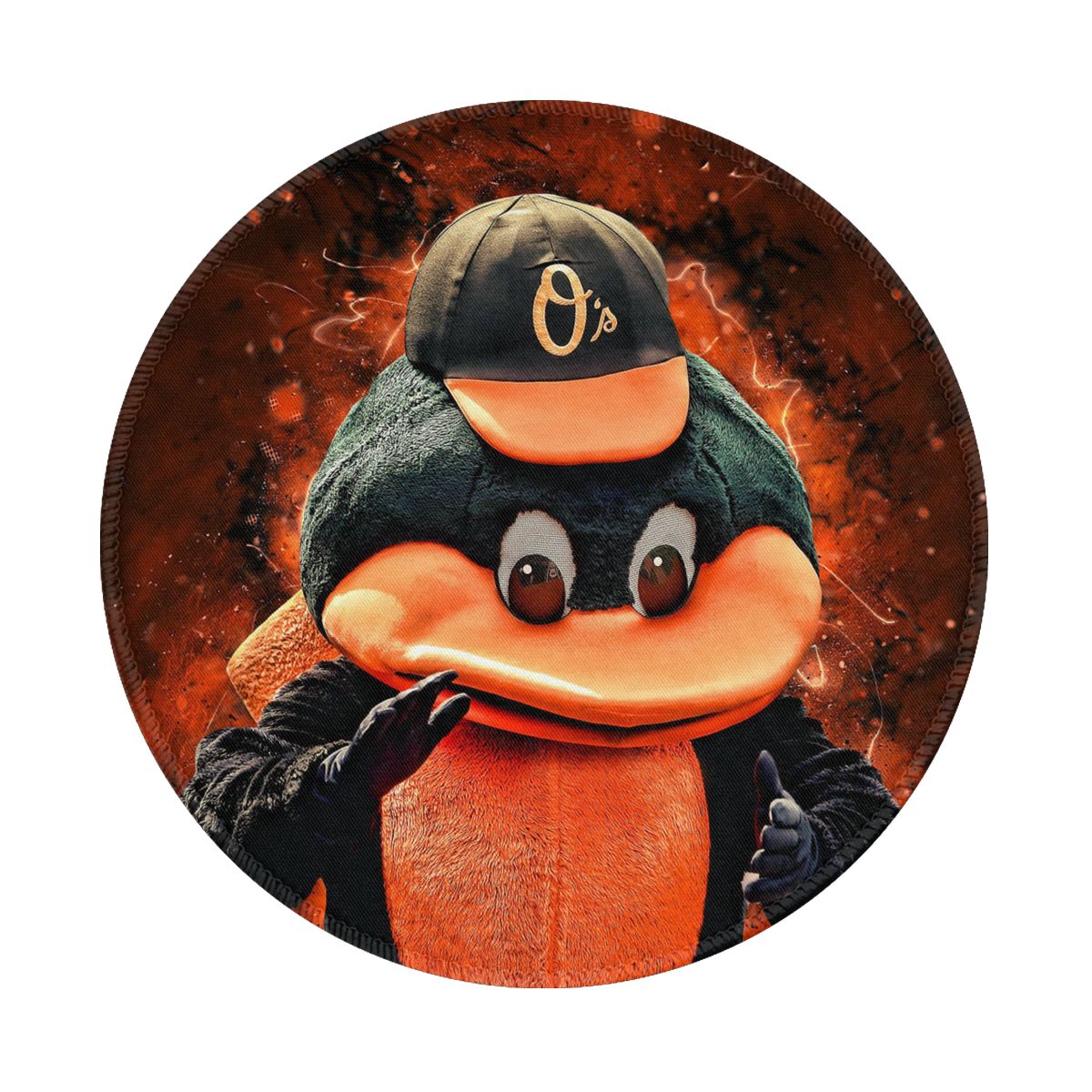 Baltimore Orioles Bird Mascot Waterproof Round Mouse Pad for Wireless Mouse
