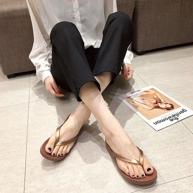 Women Wedge Flip Flops Fashion Candy Color Comfortable Female Beach Flip Flop Slides 2022 Summer Slippers Slides Shoes For Women