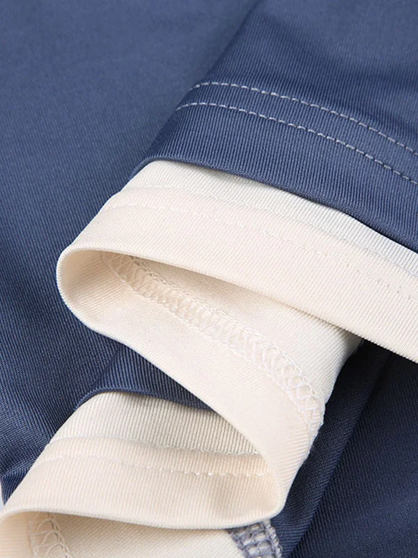 Brownm Blue Contrast Color Mock Two Piece Camisole