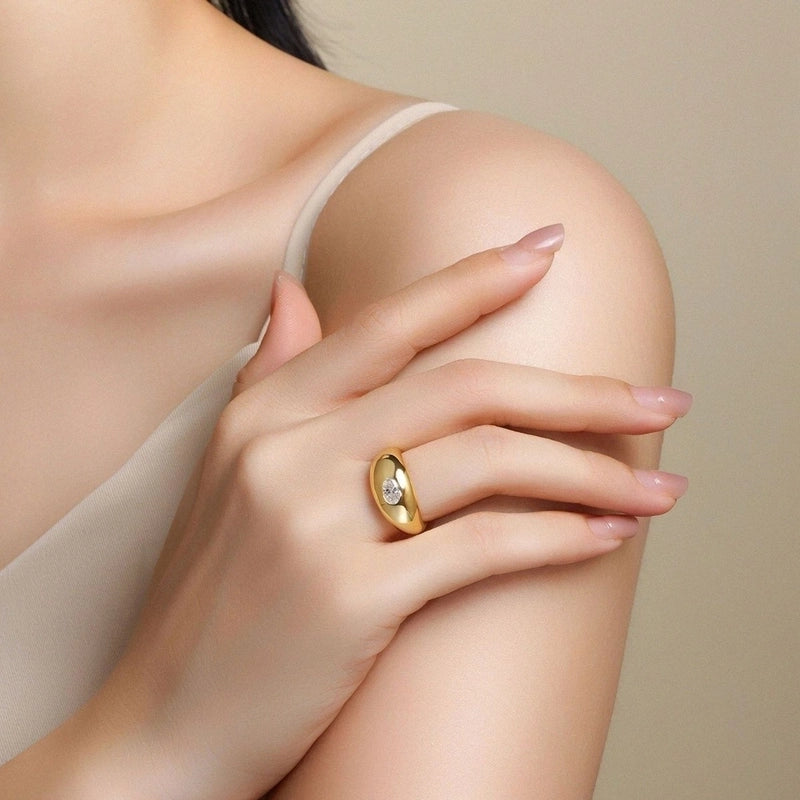 925 Sterling Silver Moissanite Geometric Rings GRA Certificate