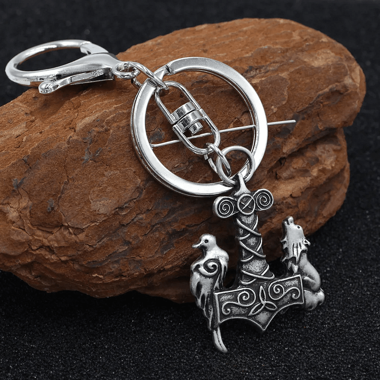 Coutureaura Odin Wolf And Raven Guard Keychain