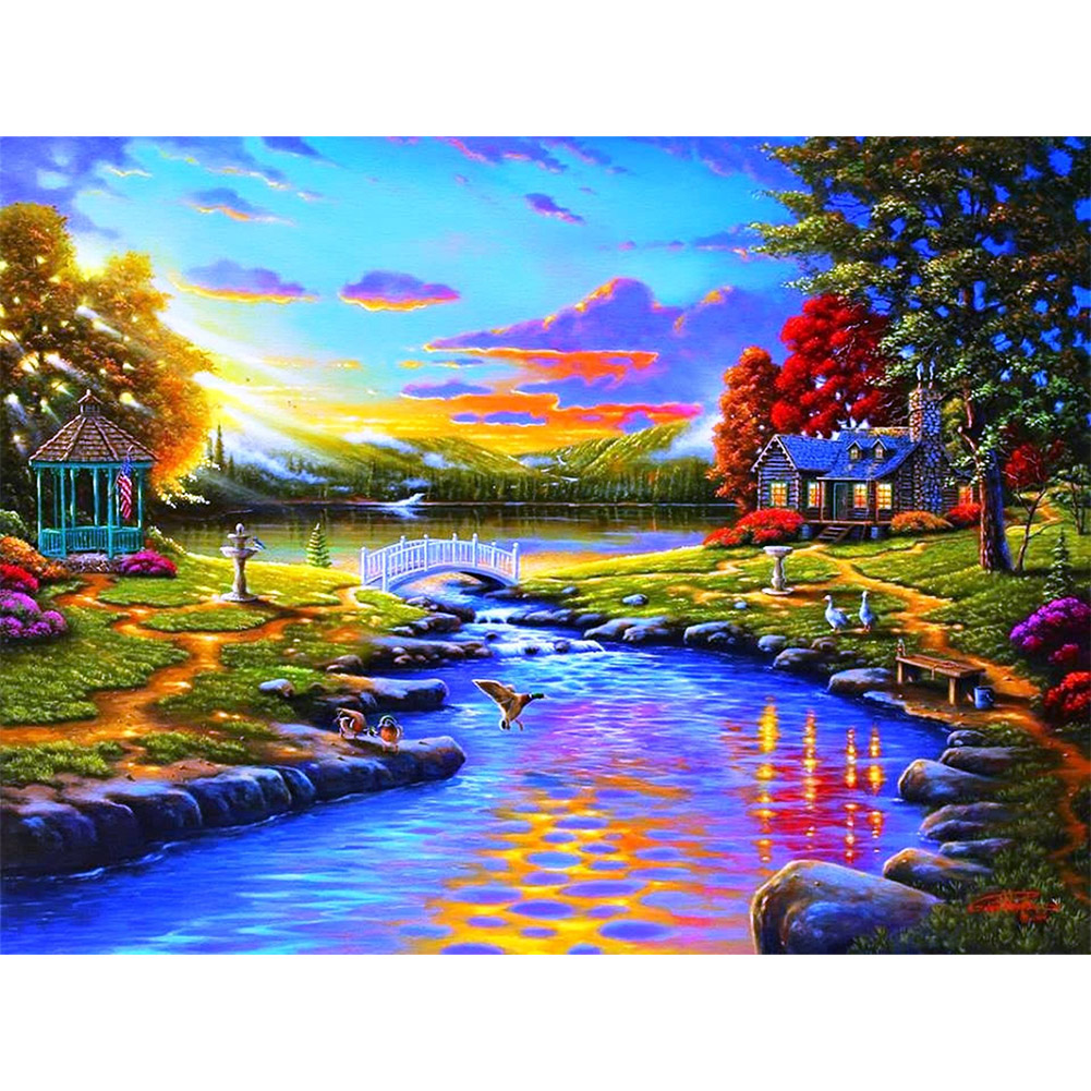 

40*30CM-Round Drill Diamond Painting-Sparkling Lake, 501 Original