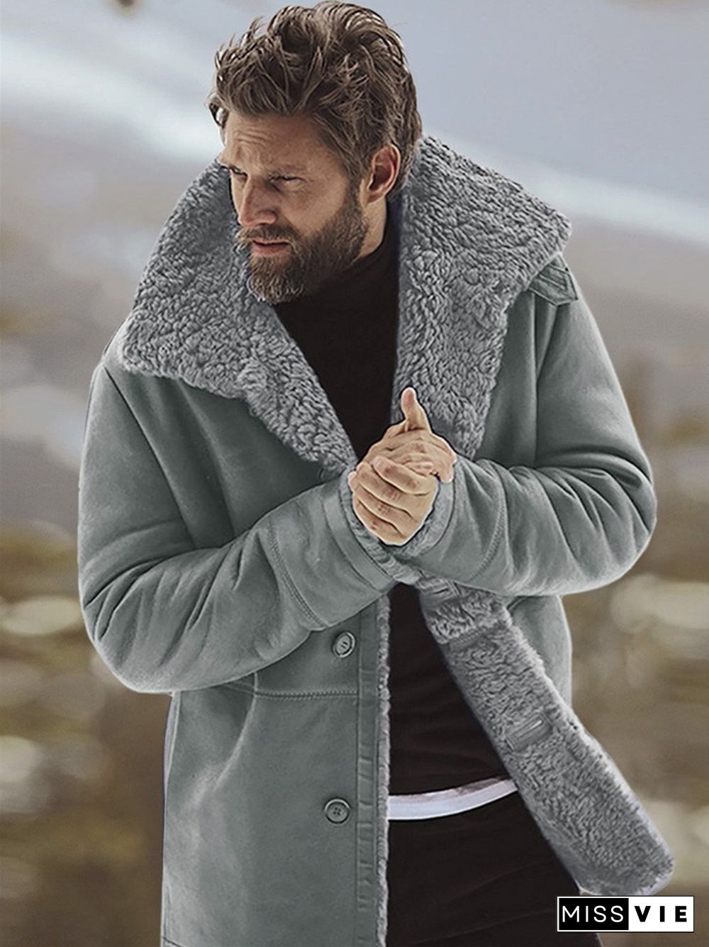 Fashionable Men's Solid Color Jacket