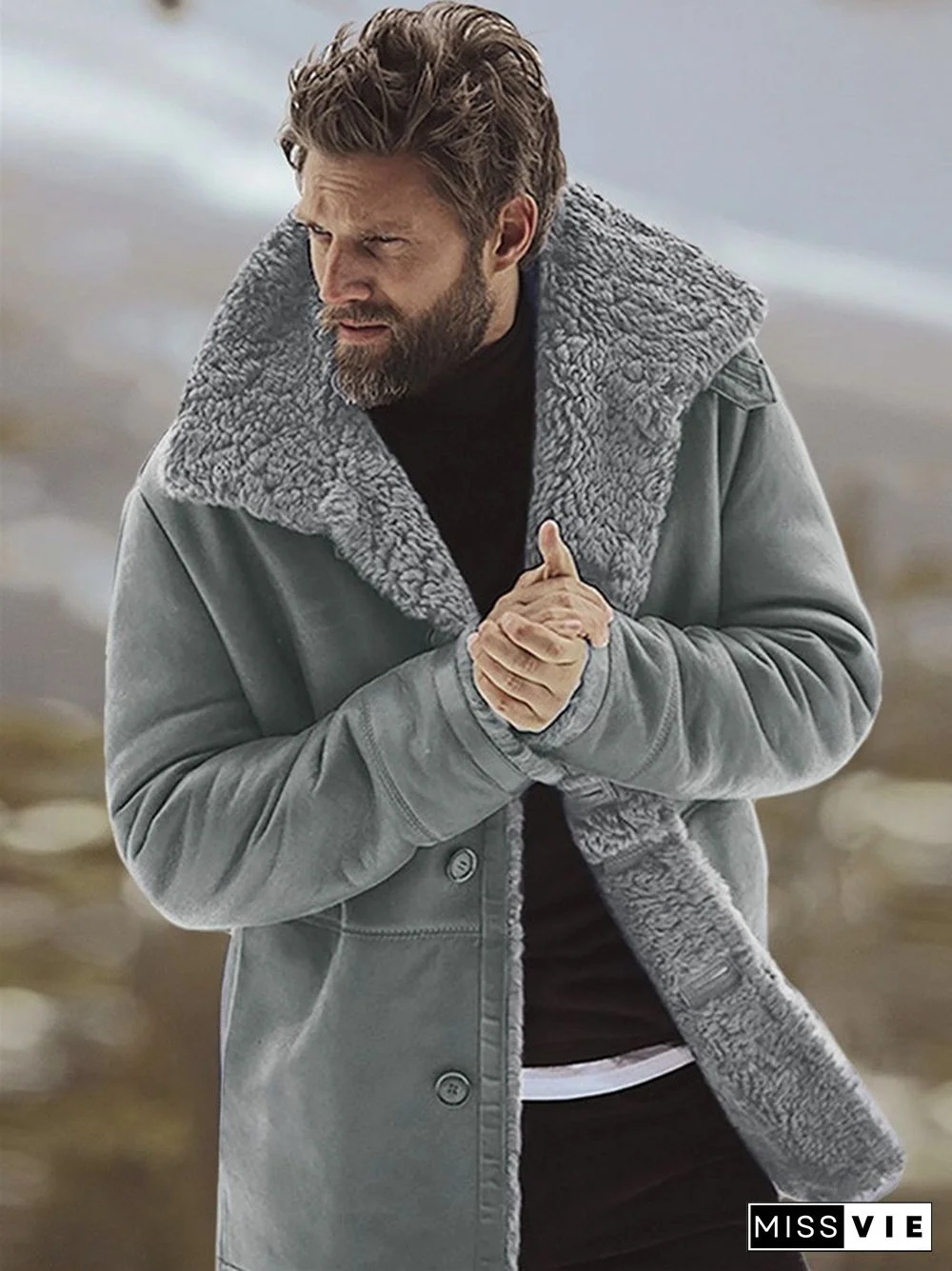 Fashionable Men's Solid Color Jacket