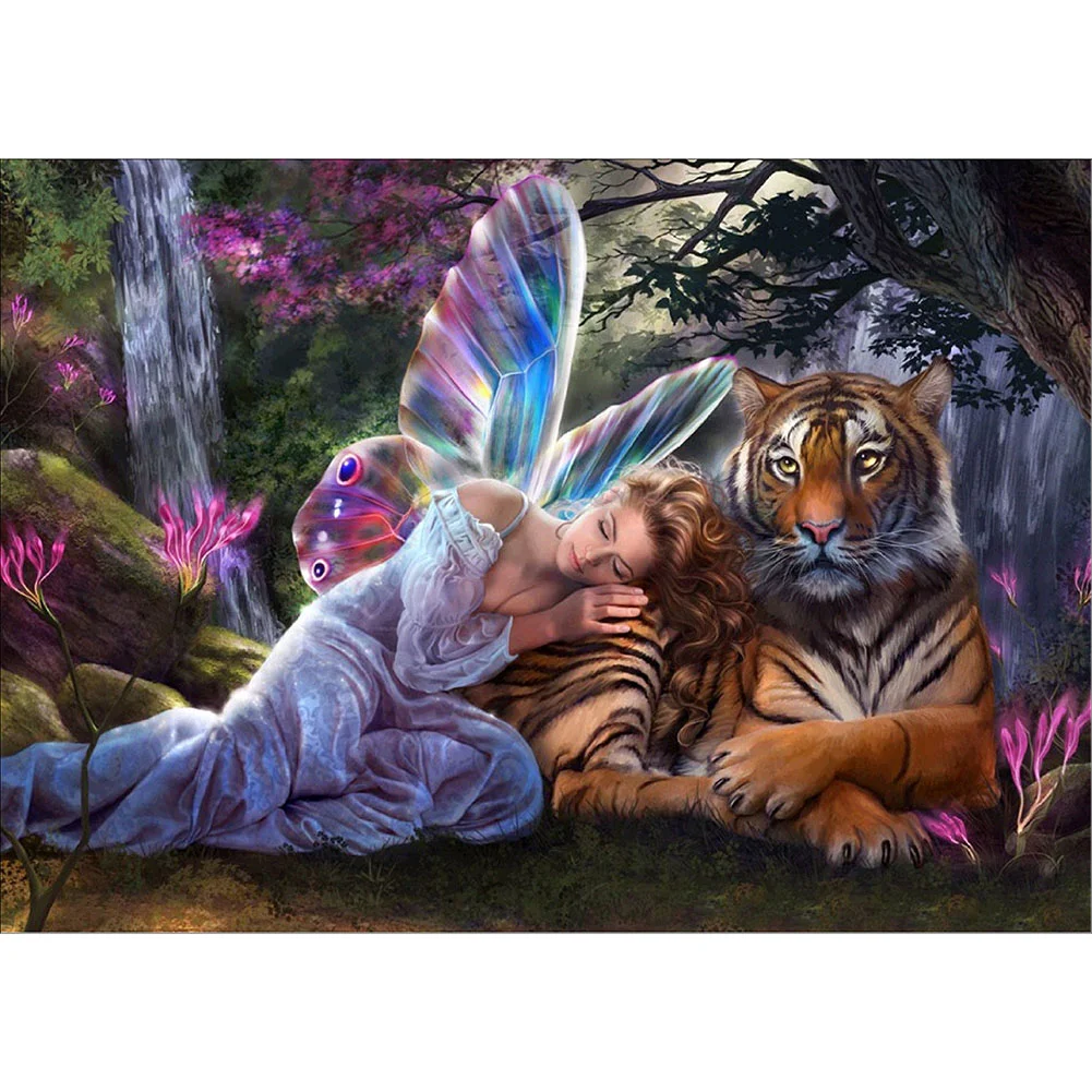 Angel and Tiger - Partial Drill - Diamond Painting(40*30cm)