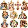 10pcs/set DIY Rhinestone Diamond Special Shape Pearl Art Hanging Acrylic DIY Double-sided Printed Christmas Tree Ornament Kit