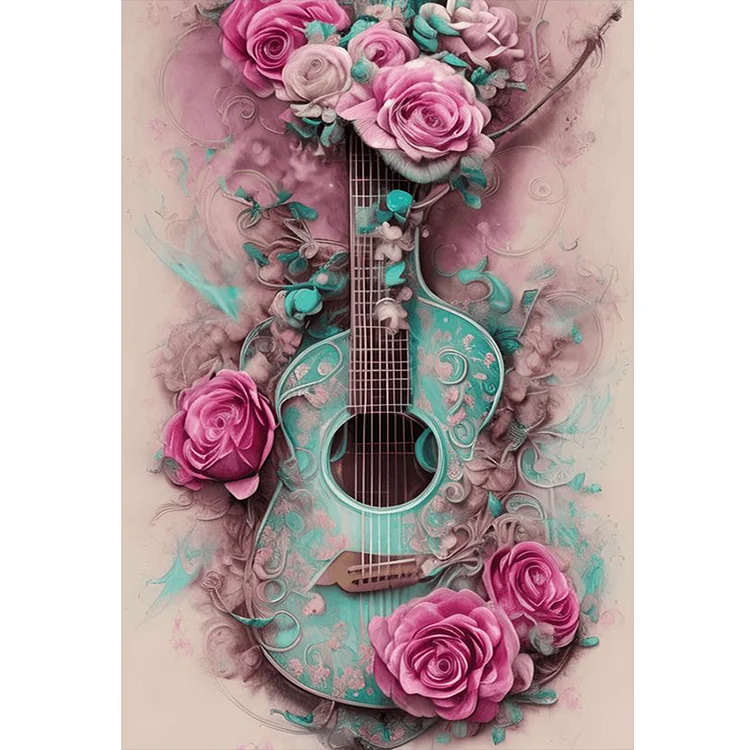 【Huacan Brand】Flower Guitar 11CT Stamped Cross Stitch 40*60CM