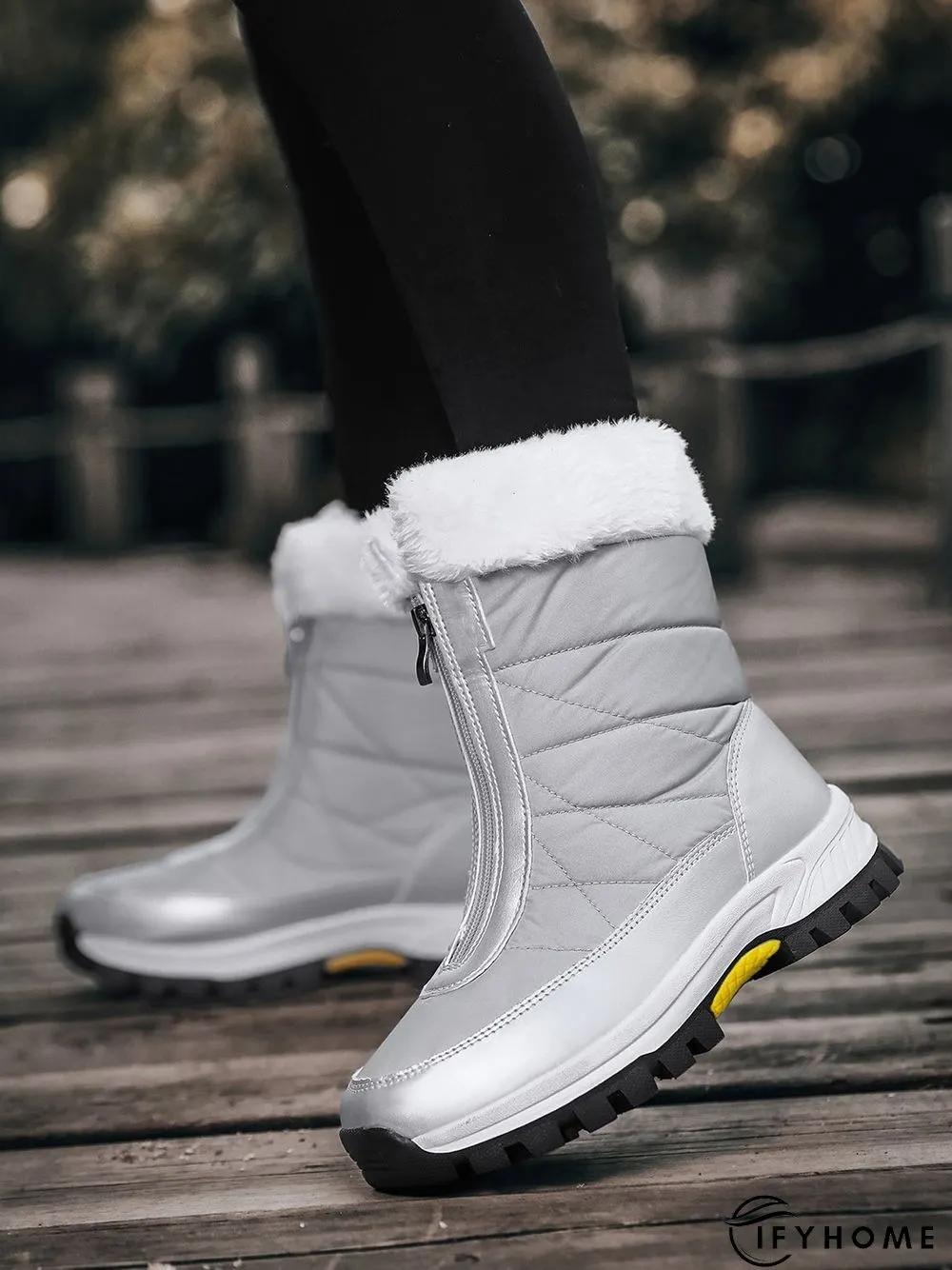 Winter Front Zip Thermal Lined Outdoor Snow Boots | IFYHOME