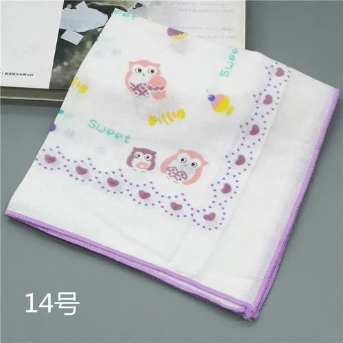 Handkerchiefs Women Kawaii Printing Simple Square Towel Pocket Elegant All-match Womens Leisure Female Cute Handkerchief Cotton