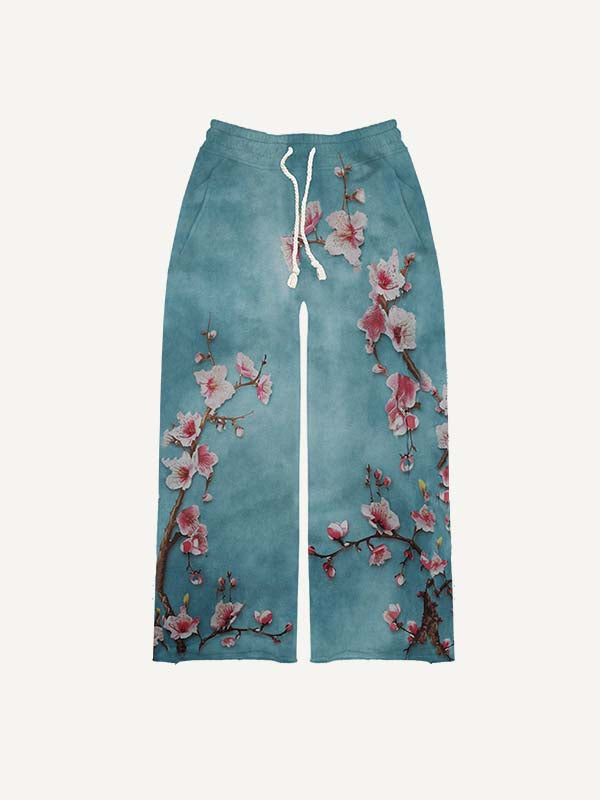Floral Print Elastic Waist Pants