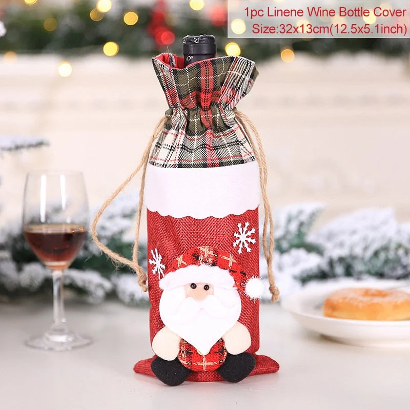 Christmas Decorations for Home Santa Claus Wine Bottle Cover Snowman Stocking Holders Christmas Gift Navidad Decor New Year