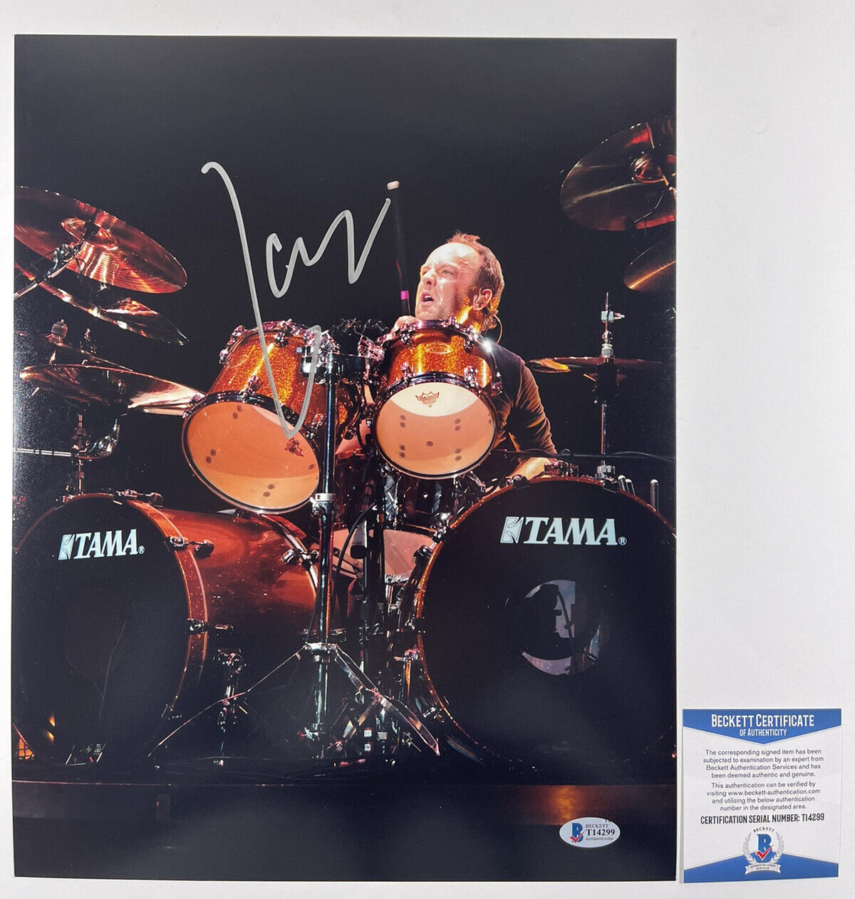 LARS ULRICH SIGNED METALLICA 11x14 Photo Poster painting AUTHENTIC BECKETT BAS COA #T14299