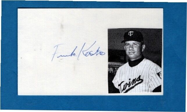 1965 FRANK KOSTRO-MINNESOTA TWINS AUTOGRAPHED 3X5 CARD W/Photo Poster painting