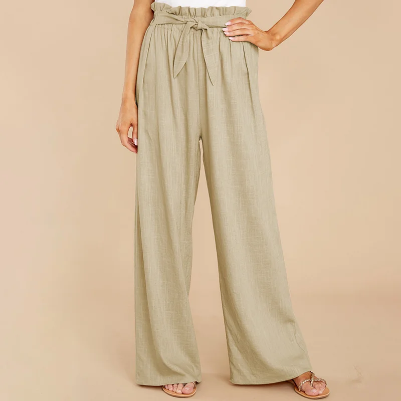 Casual Loose Tie Elastic Waist Pants