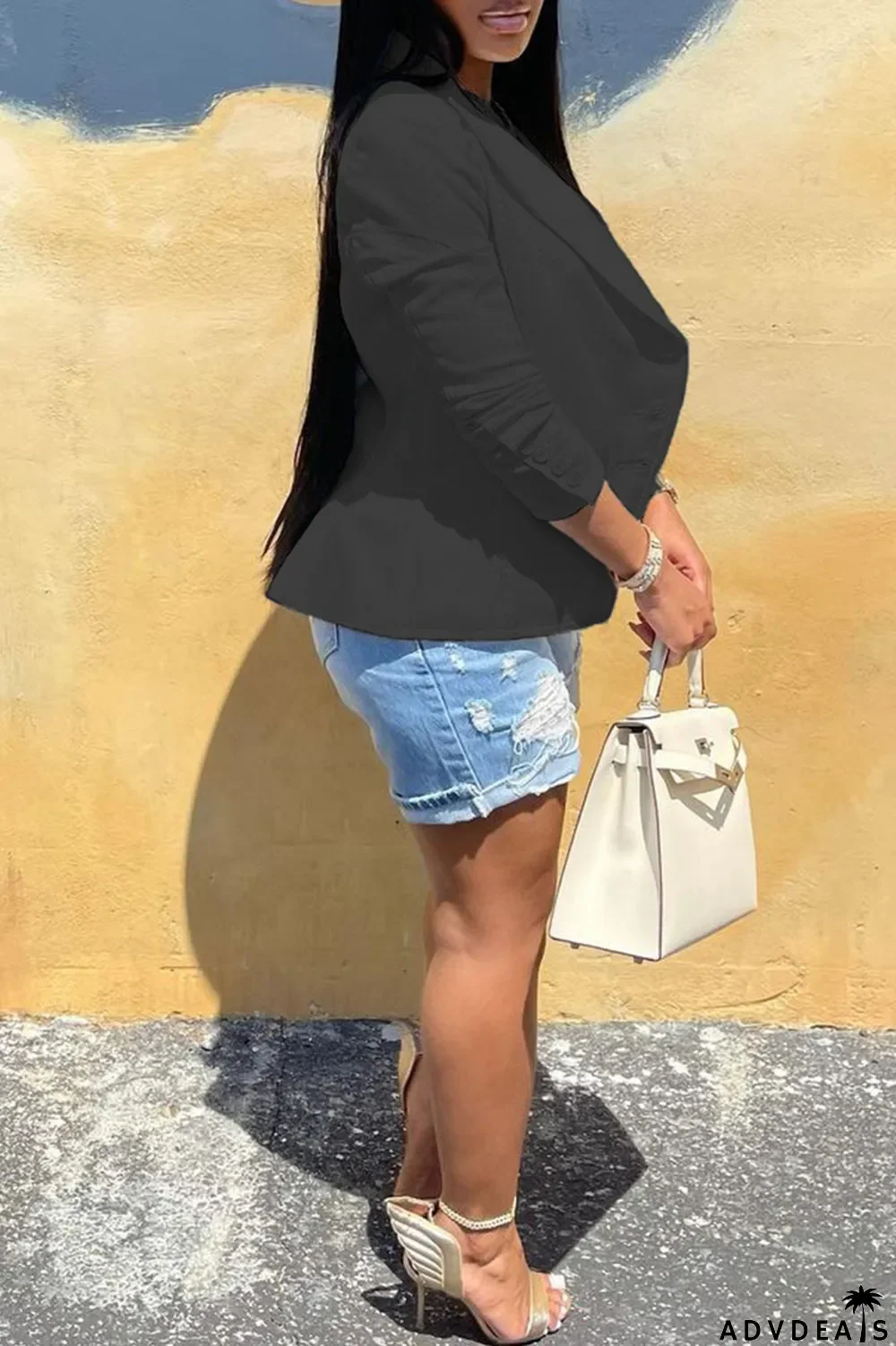 Red Fashion Casual Solid Cardigan Turndown Collar Outerwear