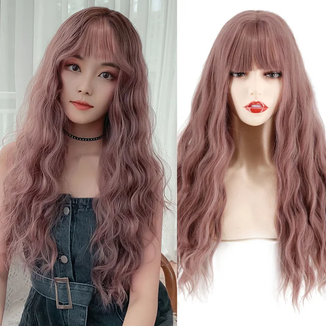 Jewtribute Hair®| Long Pink Womens Wigs With Bangs 