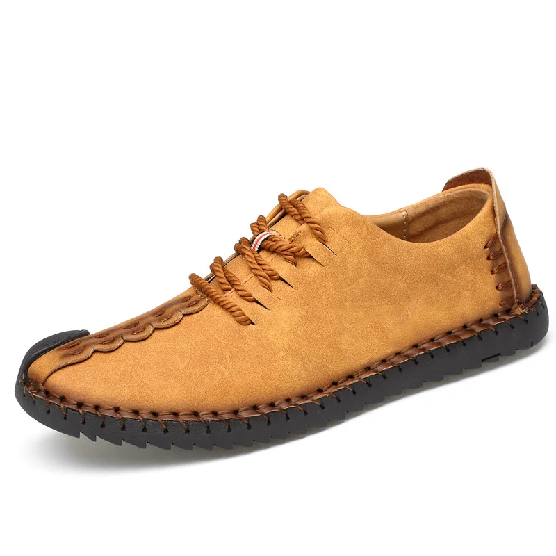 Canrulo VANCAT 2018 New Comfortable Casual Shoes Loafers Men Shoes Quality Split Leather Shoes Men Flats Hot Sale Moccasins Shoes