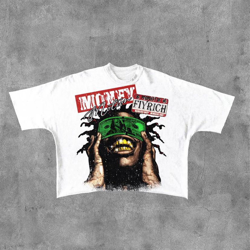 Sopula Vintage Fly Rich Millionaire Graphic Cotton Cropped T-Shirts - SOPULA