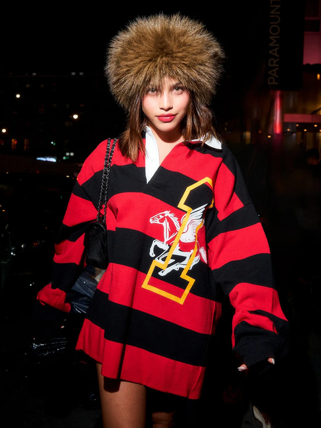 Athvotar Athvotar Wind Stripes Crash V-Neck Polo Print Tops Loose Casual Languid Fashion Design Woman