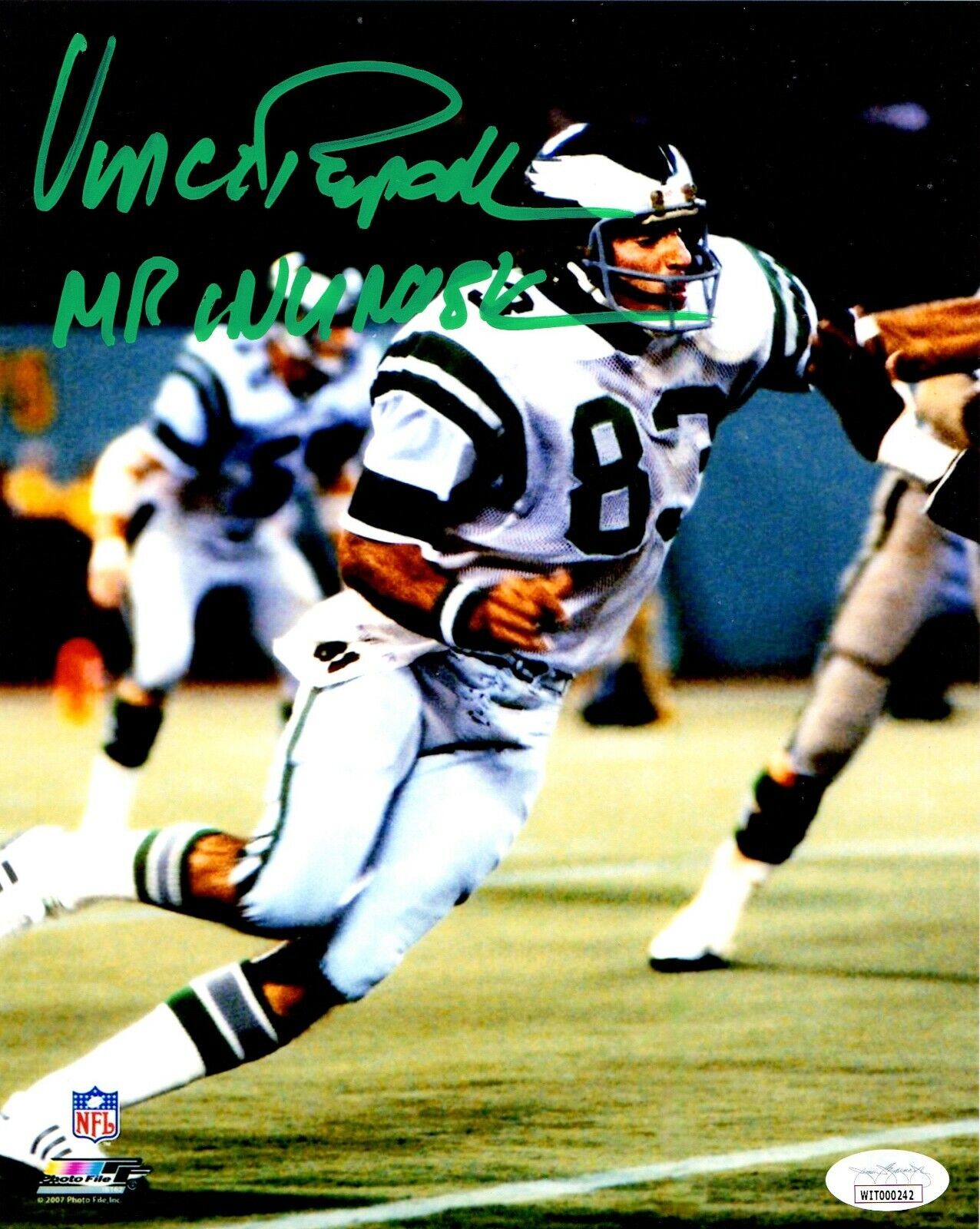 Vince Papale autographed signed inscribed 8x10 NFL Philadelphia Eagles JSA COA