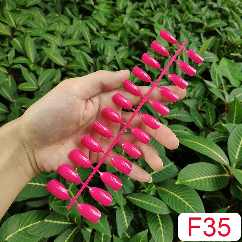 10 Sets Almond Shape False Nail Tips In Same Color 24 Pieces/Set 10 Sizes Press on Fake Nails DIY Manicure Finger Nail Tips-Nail Inspo