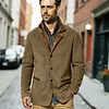 Plus Size Men Vintage Fleece Suede Blazer Double Layer Lapel Fur Leather Collar Medium Length Coats by Inlyline