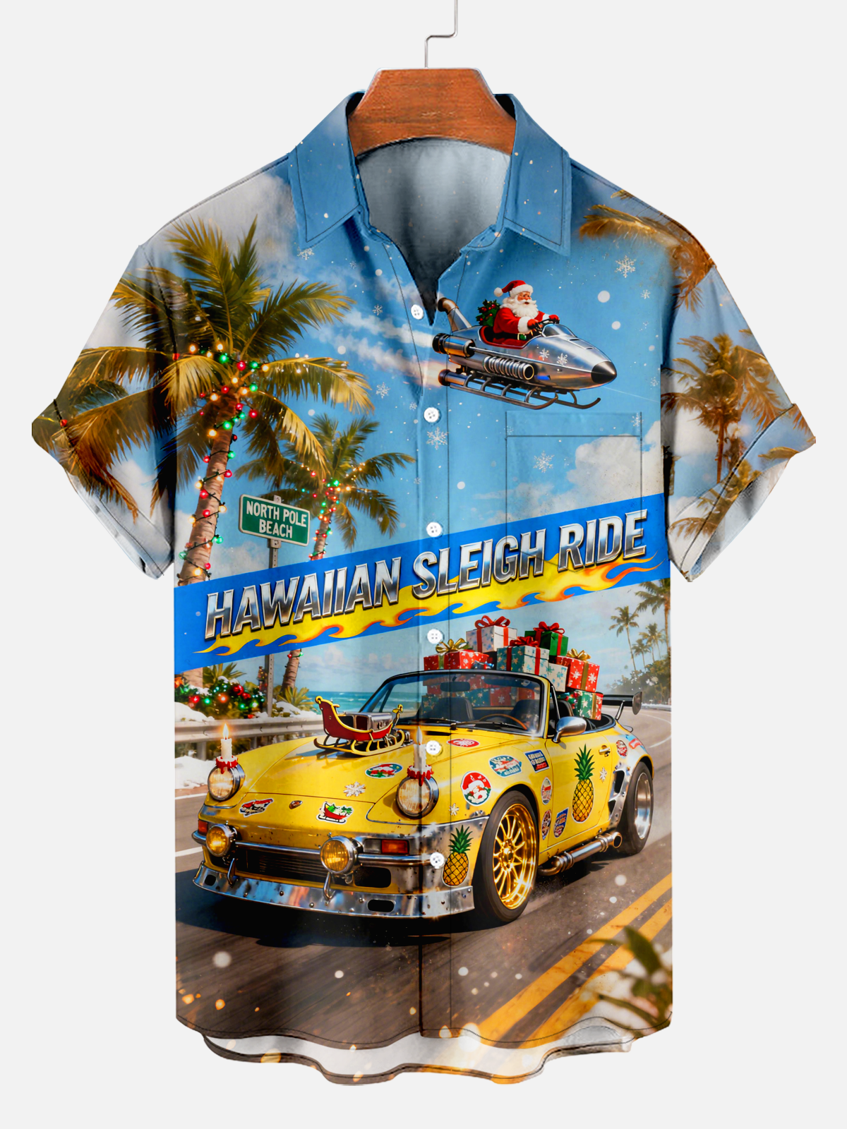 Christmas Hawaiian Travel Pocket Shirt PLUSCLOTHESMAN