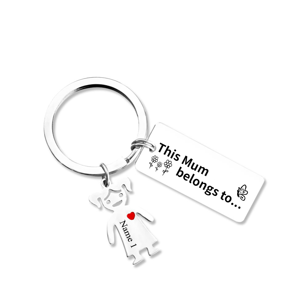 1 Name - Personalised Keychain with Kid Charms Engraved Names Keyring Mother's Day Gift for Nan-Jessemade AU