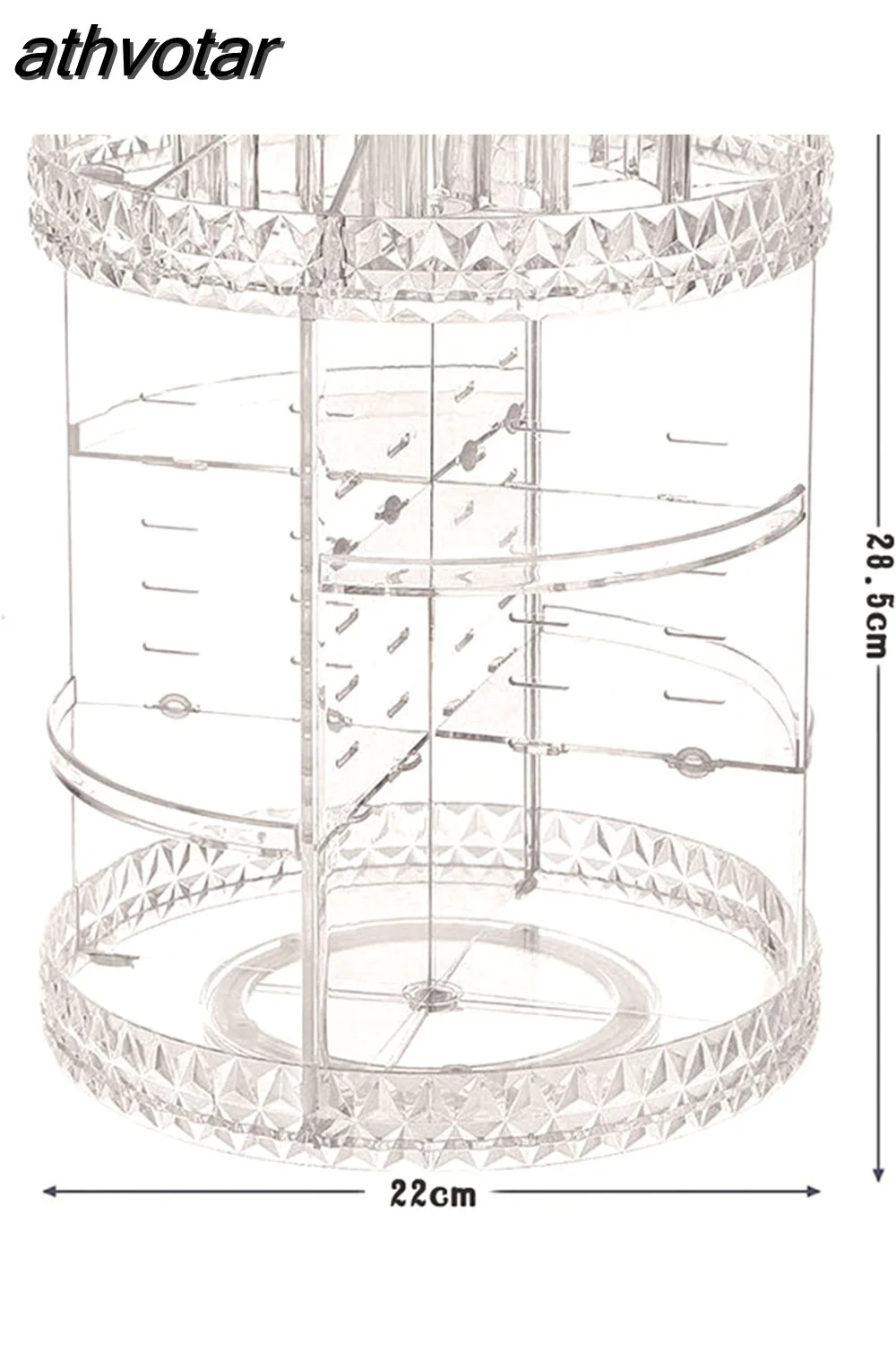 athvotar Degree Rotating Cosmetic Storage Box Make-up Organizer Lipstick Holder Transparent Crystal Display Stand Large Capacity