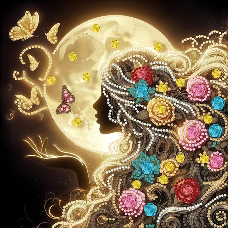 Moonlight Woman 30*30CM (Canvas) Special Shaped Drill Diamond Painting gbfke