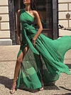 Split-Side Lace-Up One-Shoulder Maxi Dresses