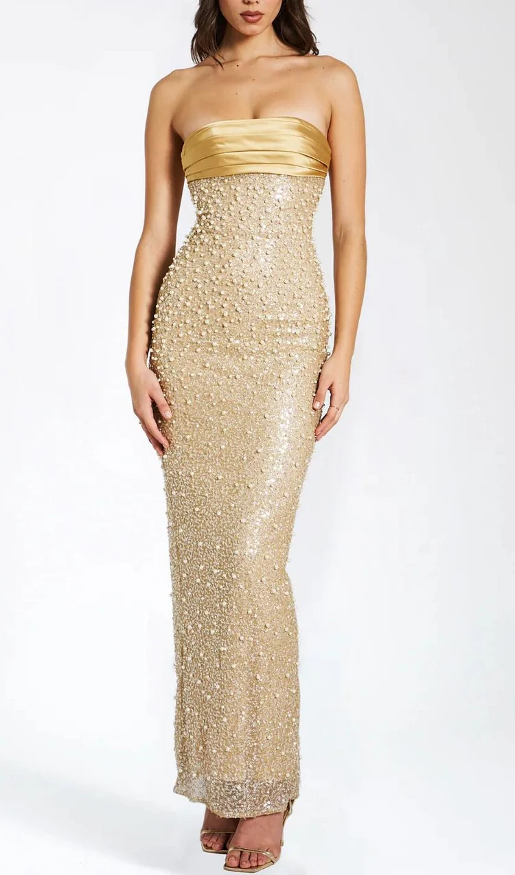 SEQUIN PEARL MAXI DRESS