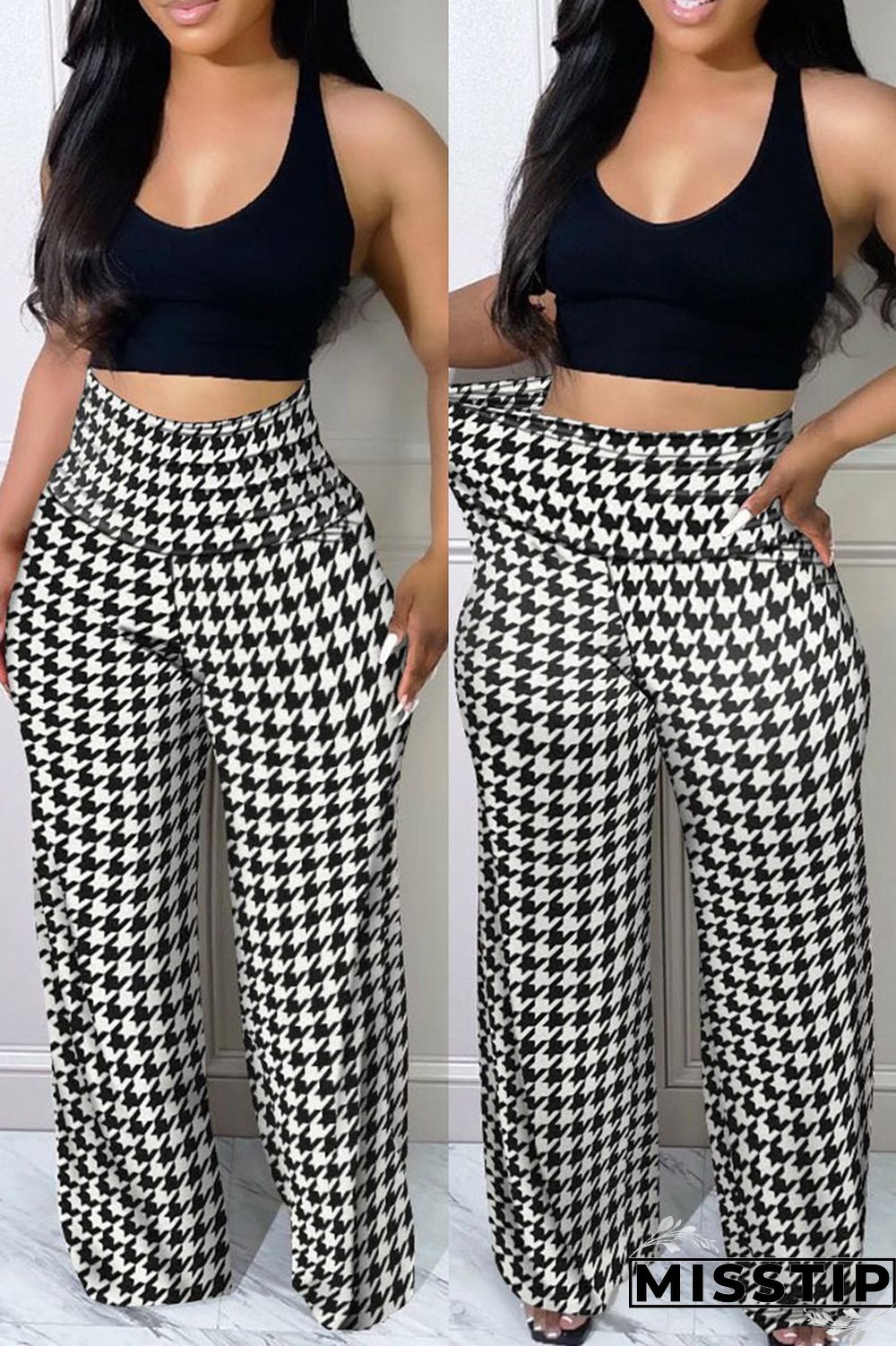 Blue Sexy Casual Print Patchwork U Neck Sleeveless Two Pieces