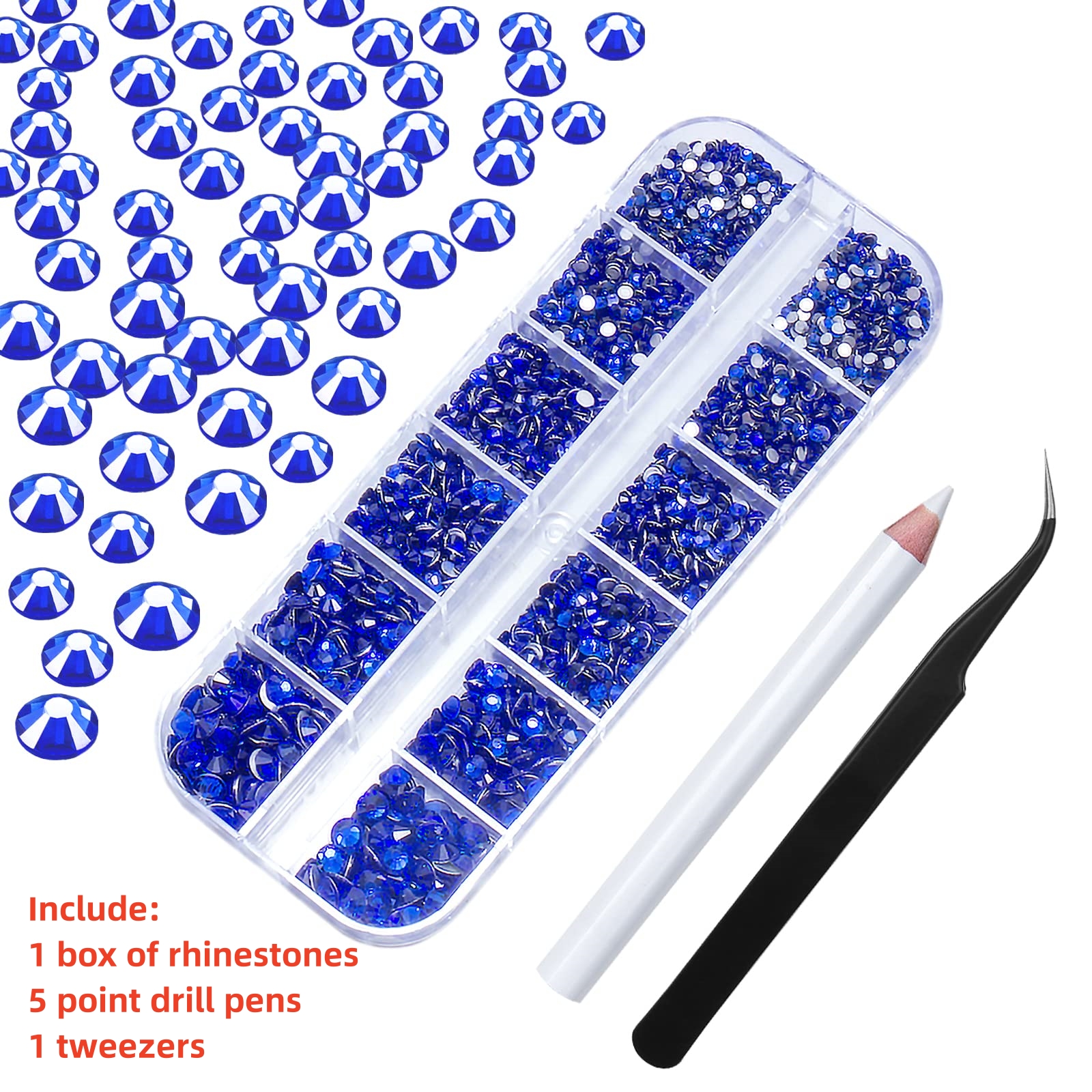 Multi-Size Nail Rhinestones Kit 3D Crystal AB DIY Nail Art Decors Diamond Gems Glitter Manicure Point Drill Pen Tweezers Tools #