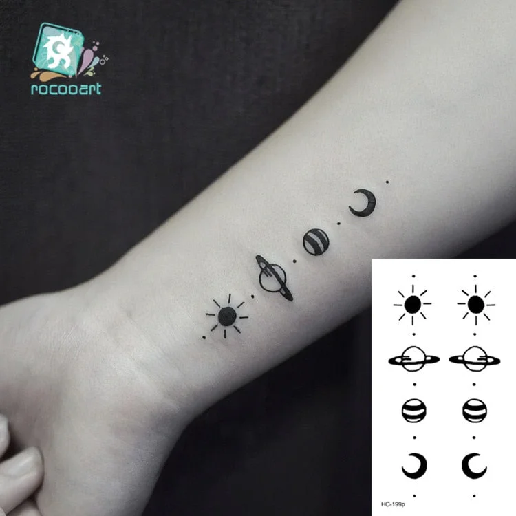 Small Temporary Tattoo Sticker G-dragon Same Black Smiling face Cat Star Pattern Water Transfer Body Art Fake Tatoo Women