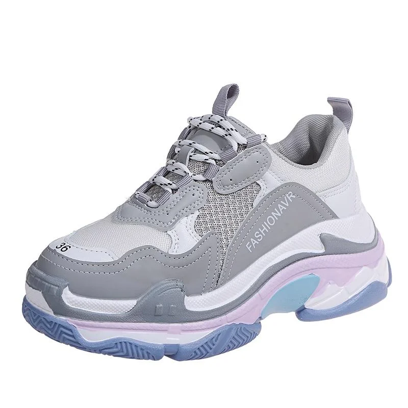 Brand Design Mesh Chunky Sneakers Women's Shoes Blue Color Woman Casual Sneaker Platform Woman Fashion Tennis Female Solid