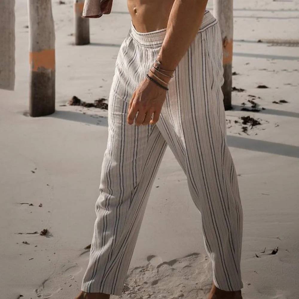 Linen Beach Casual Men's Trousers-inspireuse