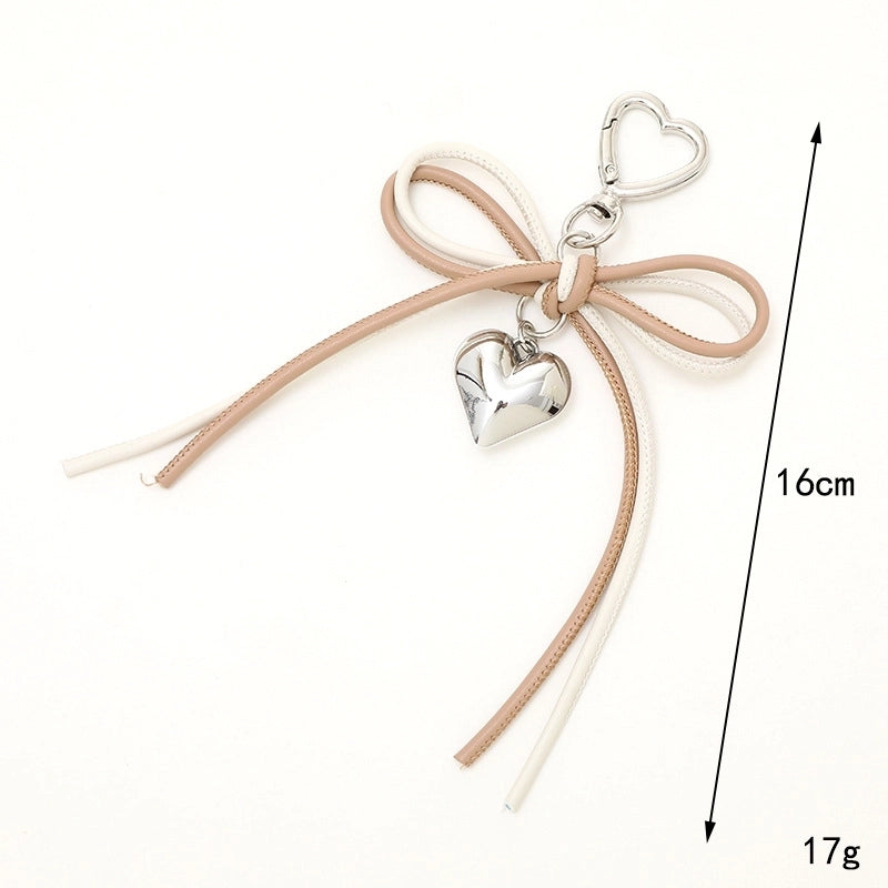 Sweet Heart Shape Bow Knot Pu Leather Zinc Alloy Keychain