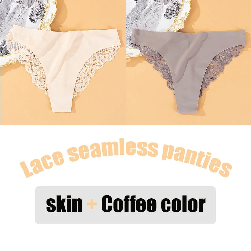 2PCS/Set Lace Panties Seamless Women's Underwear Soft Sexy Lingerie Intimate Hollow Out Underpants Comfortable Female Underwear