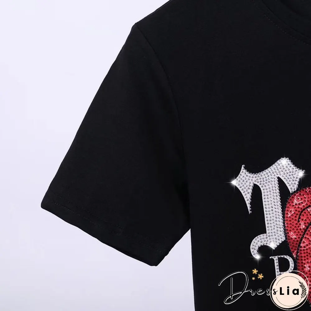 Philipp Plein Men Cotton Round Neck T-Shirt Casual PP Rhinestone Bear Top